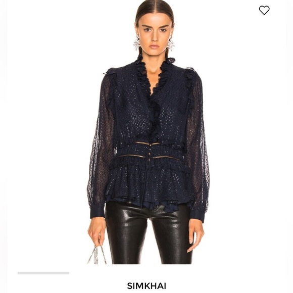 Jonathan Simkhai Black Ruffled Peplum Blouse - Picture 1 of 8